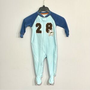 Carter’s | Baby Boy 18M Fleece Footed Sleeper Blue Bulldog‎ Pajama Cozy